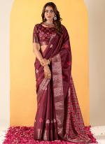 Dola Silk Rose Pink Festival Wear Printed Saree